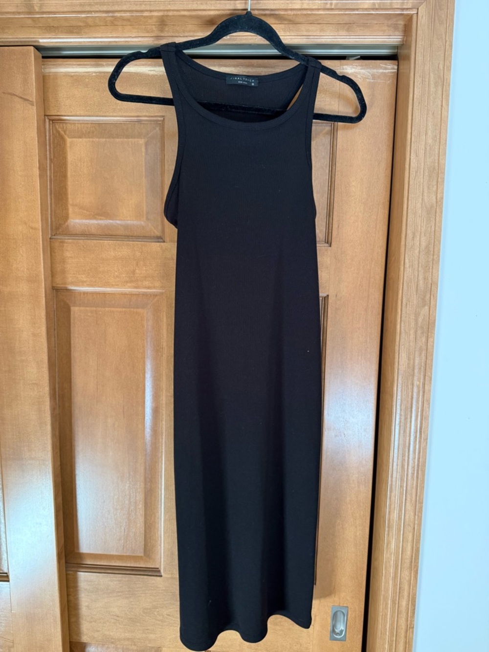 Long Black Ribbed Tank Dress - Unbranded